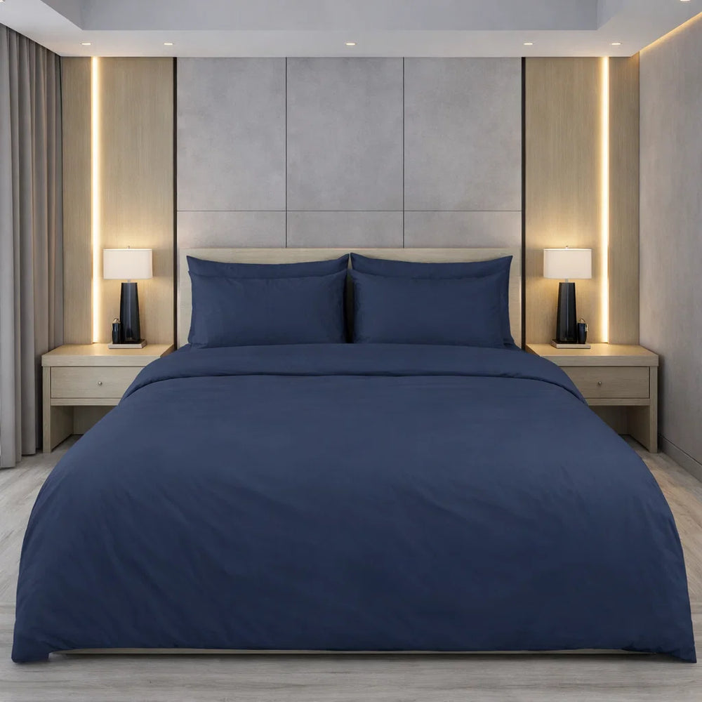 Decoware dekbedovertrek uni - donkerblauw - katoensatijn