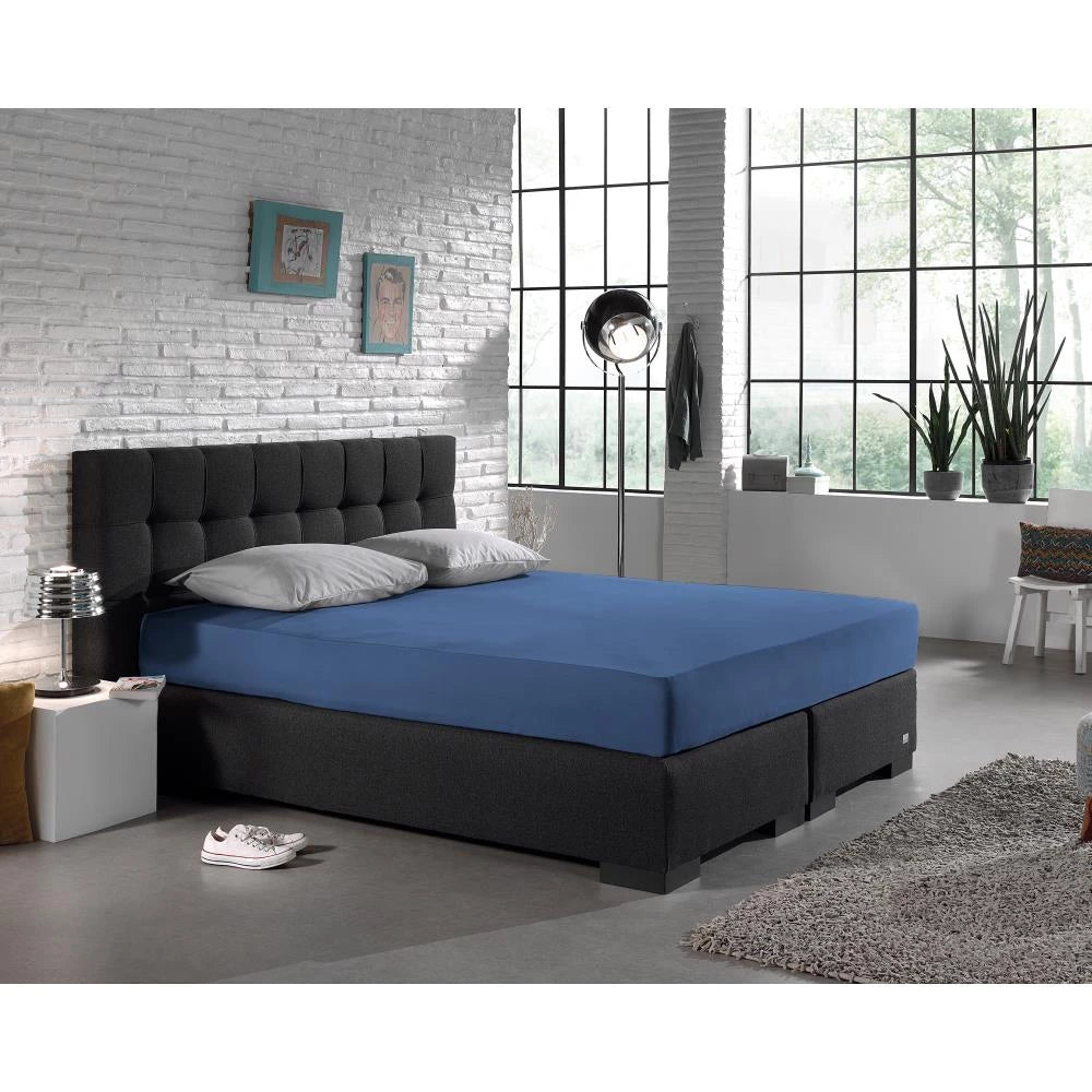 Hoeslaken - enkel jersey 135gr - blauw