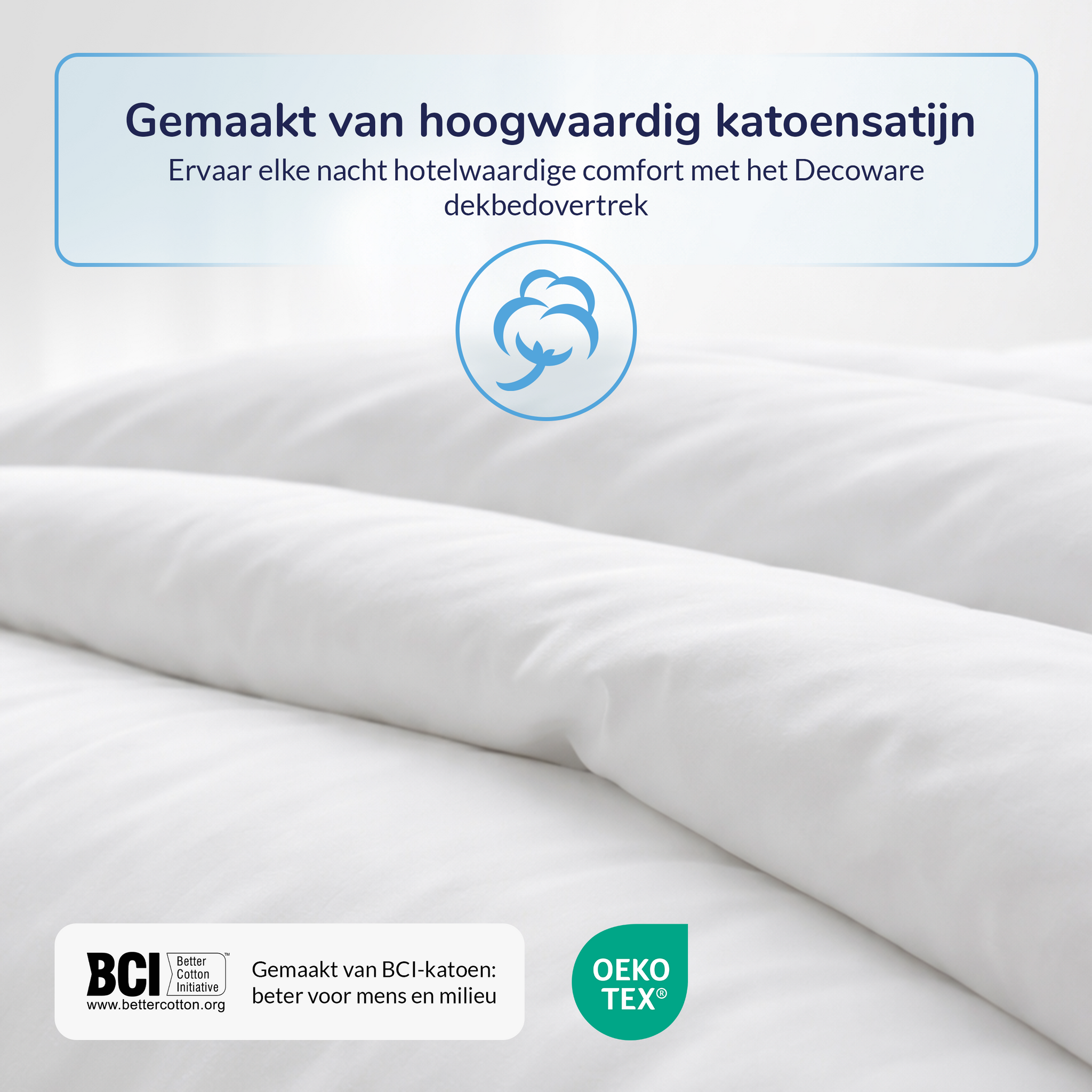 Decoware dekbedovertrek uni - wit - katoensatijn