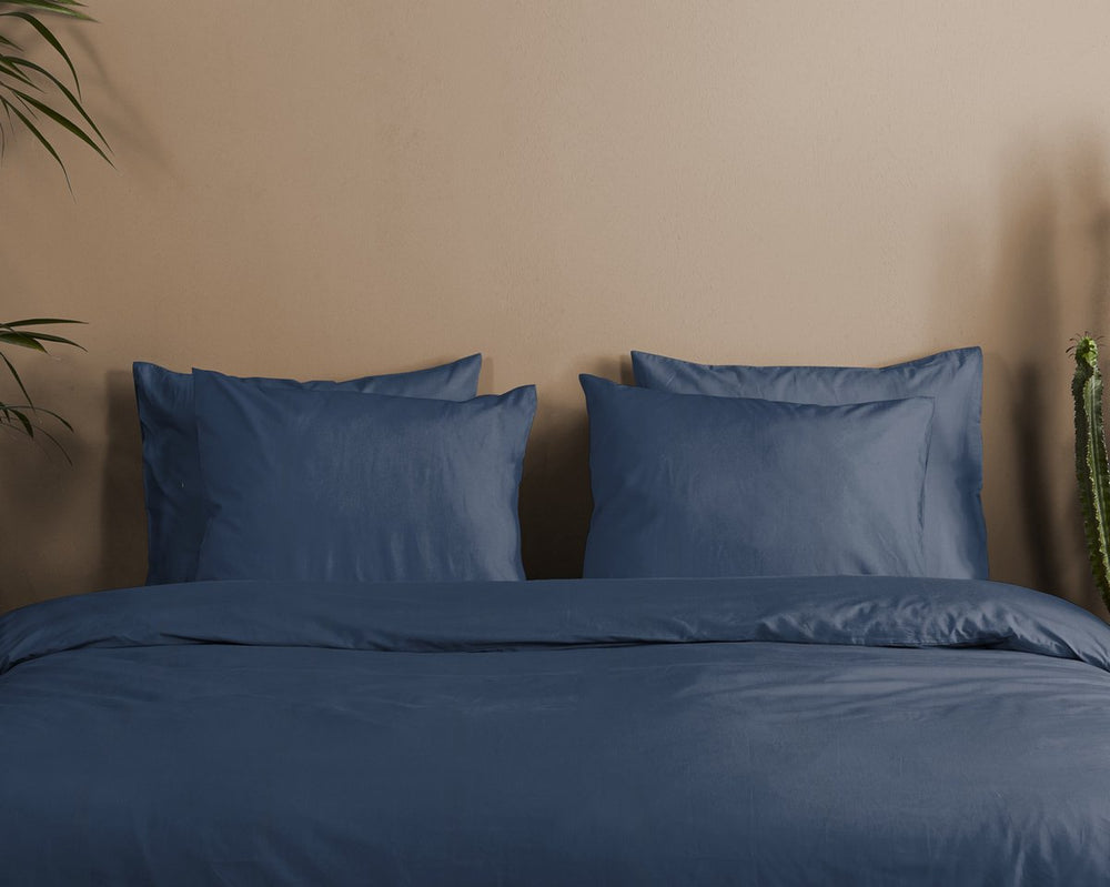 HIP dekbedovertrek uni - donkerblauw - katoensatijn