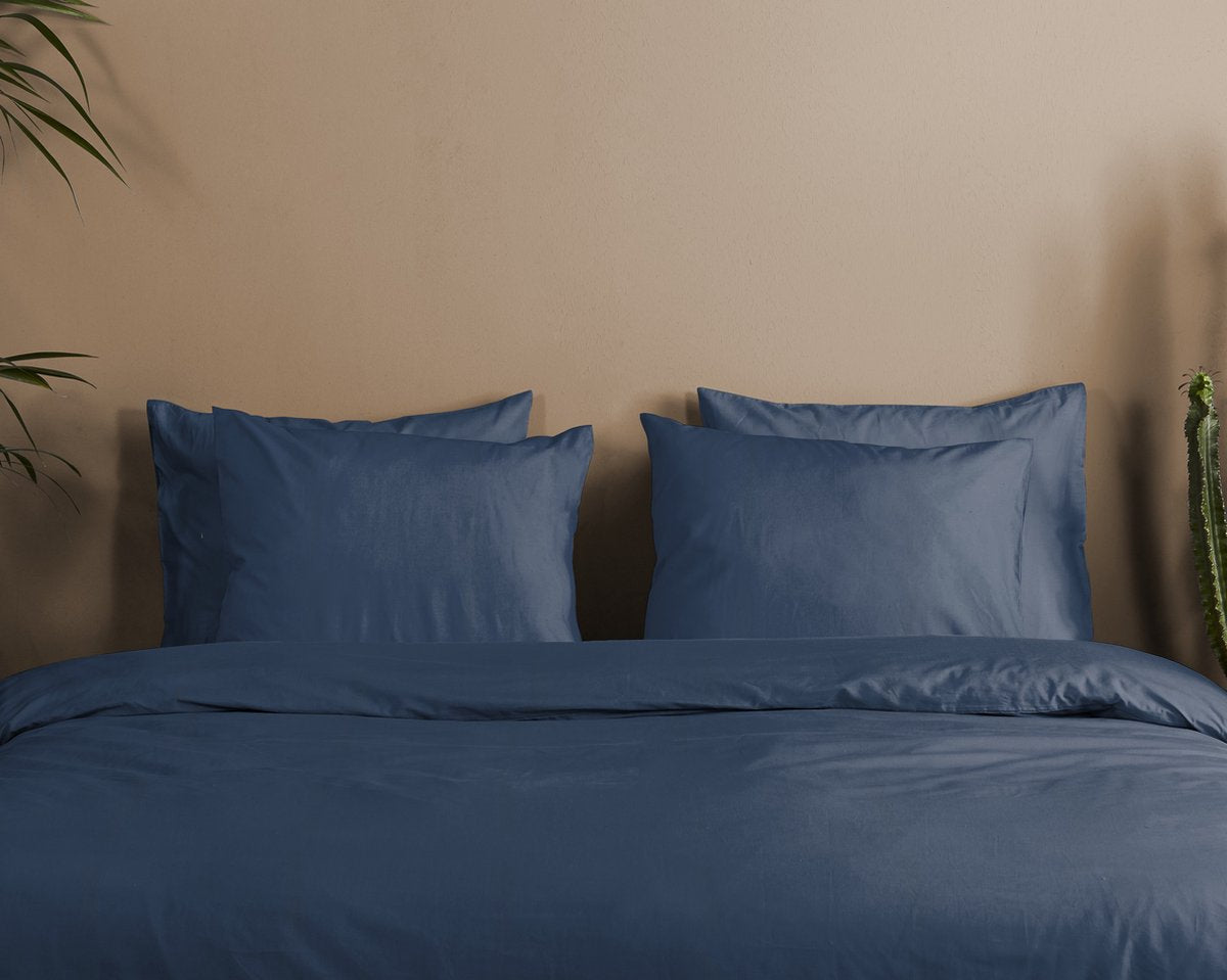 HIP dekbedovertrek uni - donkerblauw - katoensatijn