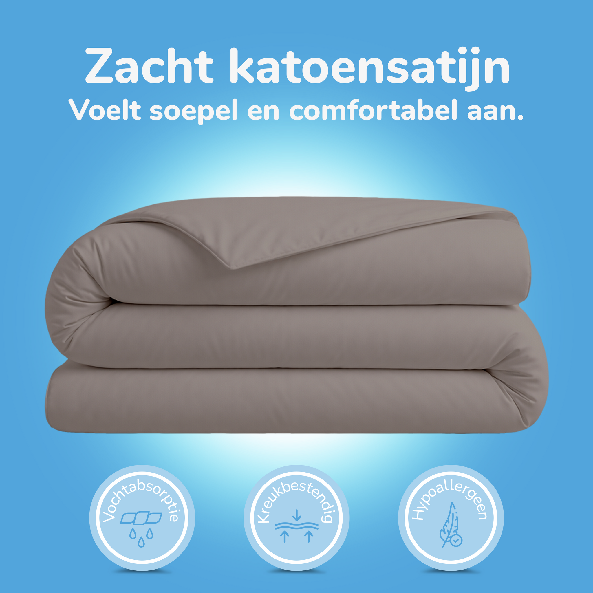 Decoware dekbedovertrek uni - Katoensatijn - Warm Stone