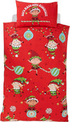 Kerst peuter dekbedovertrek Naughty elves - polykatoen - juniorbed (120x150 + 40x60 cm)