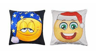 Kerst sierkussen Emoji - 45x45 cm