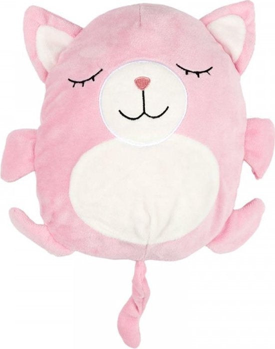 Kinder fleece hoodie - roze met katten oortjes