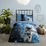 Kinderdekbedovertrek Astronaut - Katoen - 1-persoons (140x220 + 60x70 cm)