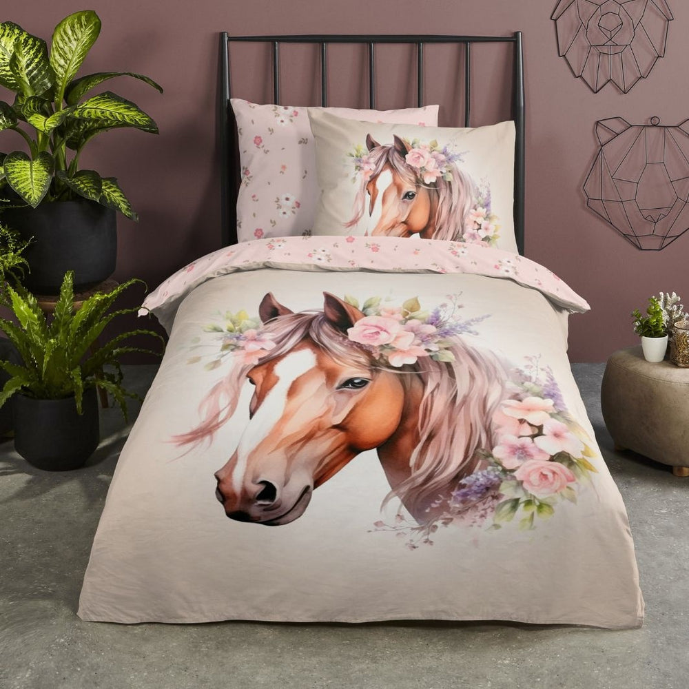 Good morning dekbedovertrek Avera - paard - katoen - eenpersoons