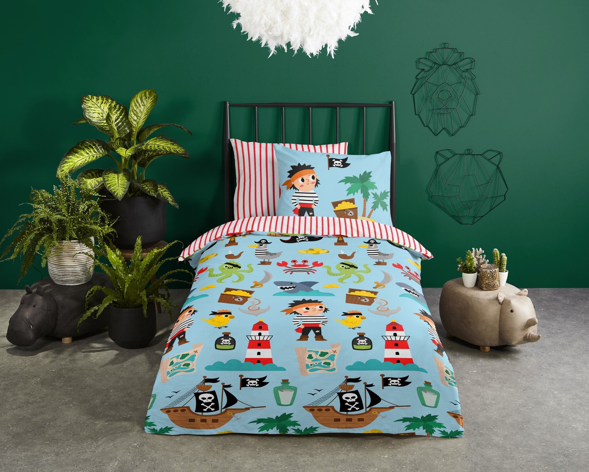 Katoen kinderdekbedovertrek Caribbean - 1-persoons (140x220 + 60x70 cm)