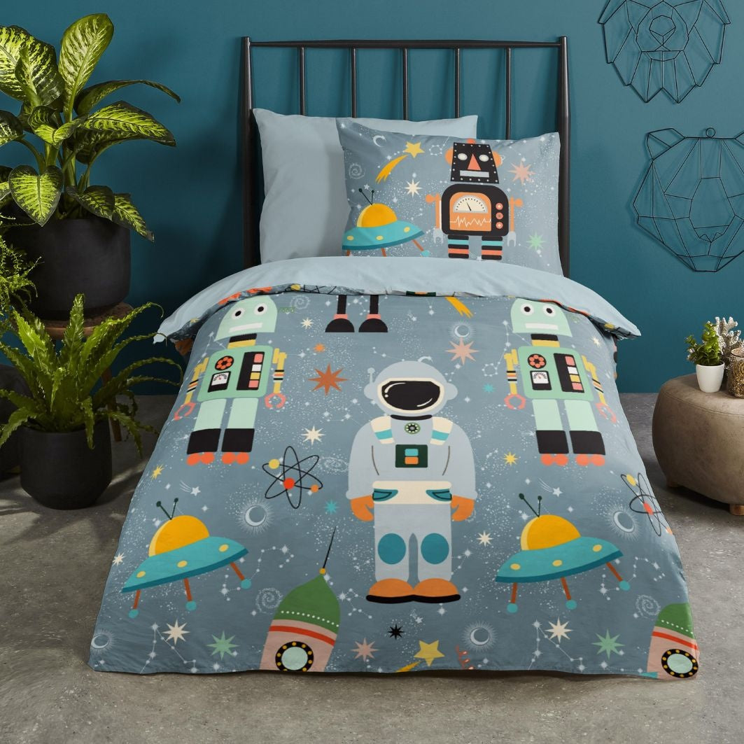 Kinderdekbedovertrek Spacemen - Katoen - 1-persoons (140x220 + 60x70 cm)