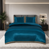 Glans satijn dekbedovertrek Lace - petrol - 1-persoons (140x220 + 60x70 cm)