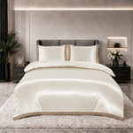 Glans satijn dekbedovertrek Lace - off white -  2-persoons