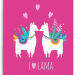 Lama fleece deken - roze - 130x160 cm - I ♥ Lama