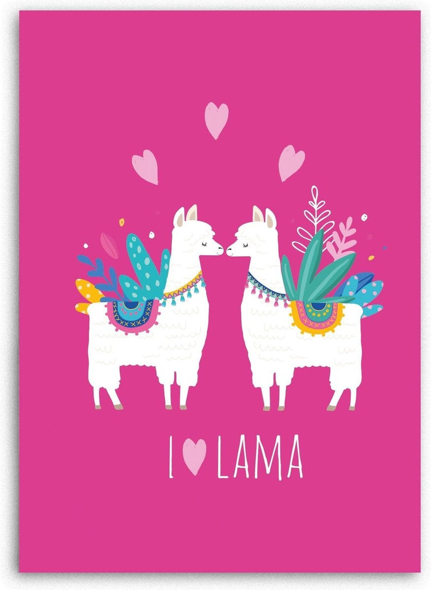 Lama fleece deken - roze - 130x160 cm - I ♥ Lama