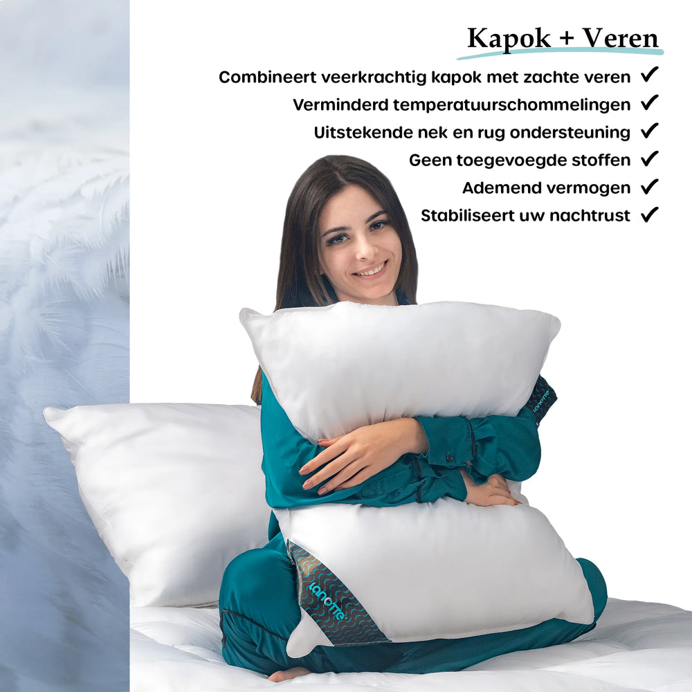 Lanotte® hoofdkussen - 40% ganzen veren & 60% kapok vulling - 60x70 cm