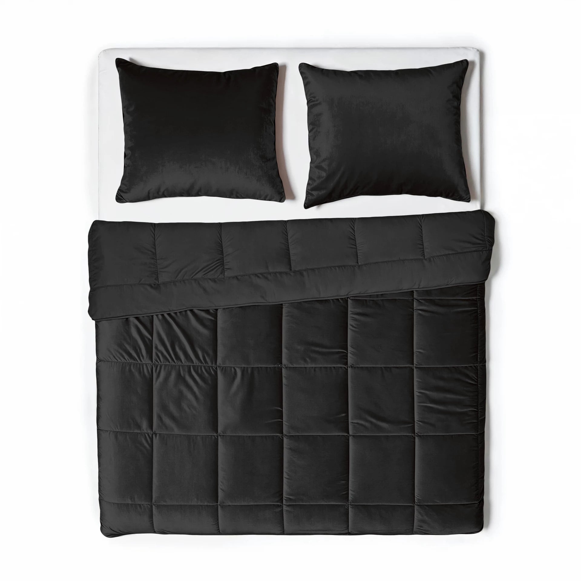 All in one lazy dekbed velvet - Dekbed en overtrek in 1 - Zwart