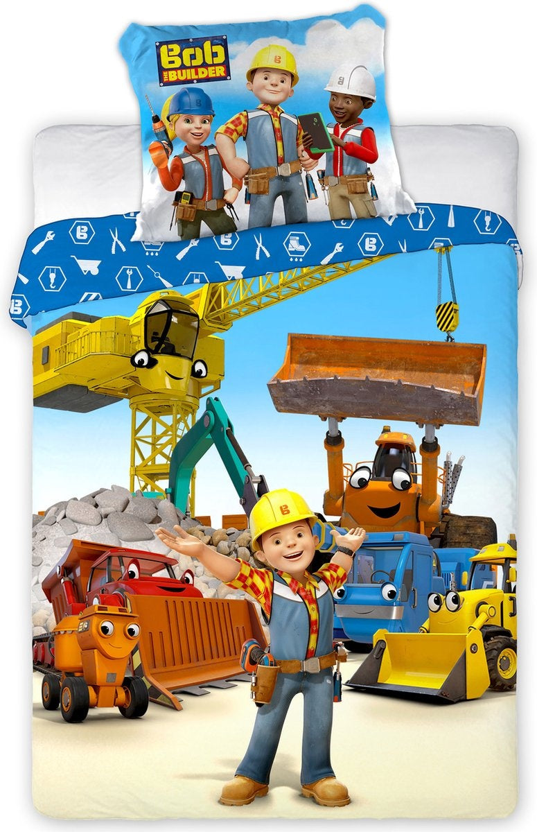 Ledikant dekbedovertrek Bob de Bouwer Friends - katoen - 100x135 cm + 40x60 cm