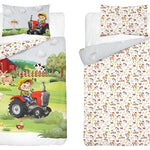 Ledikant dekbedovertrek Boerderij rode trekker - bamboe/katoen - 100x135 + 40x60 cm