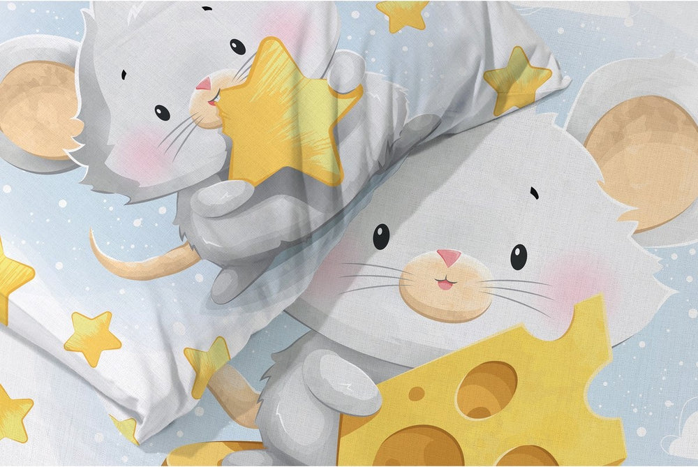 Cuddles ledikant dekbedovertrek Muisje - katoen - 100x135 cm + 40x60 cm