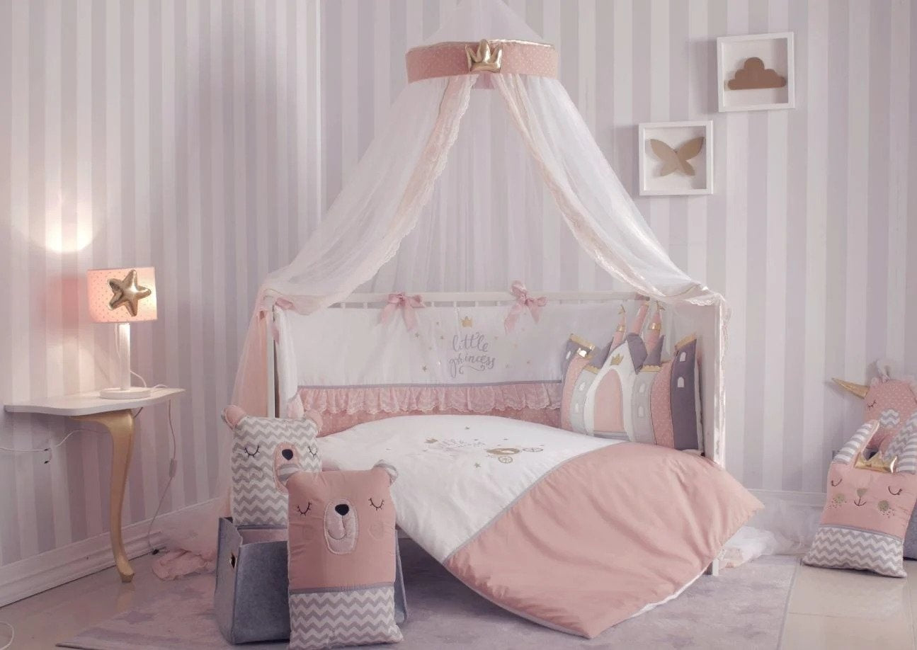 Ledikant dekbedovertrek set - Little princess - roze - katoen