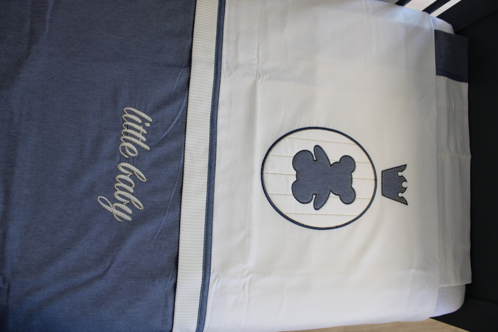 Ledikant dekbedovertrek set - blauw beertje - katoen