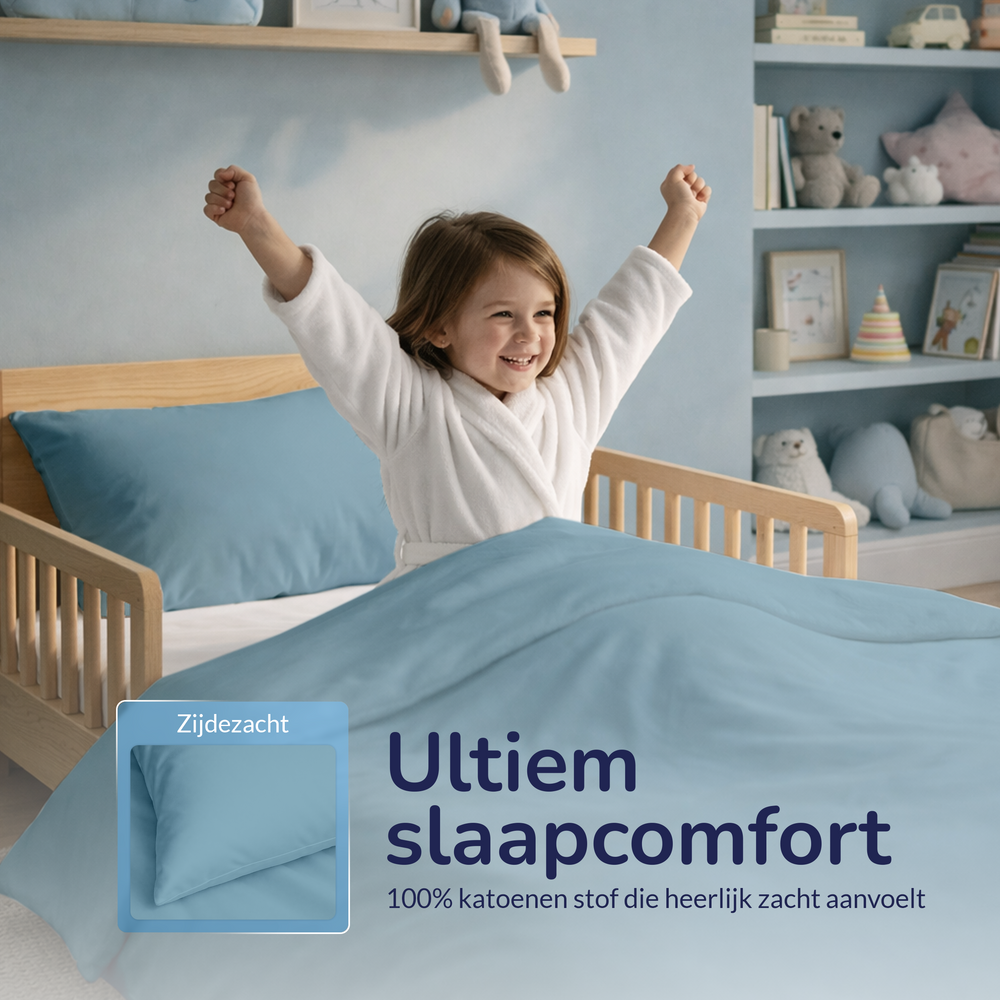 Decoware dekbedovertrek uni - blauw - katoen - ledikant