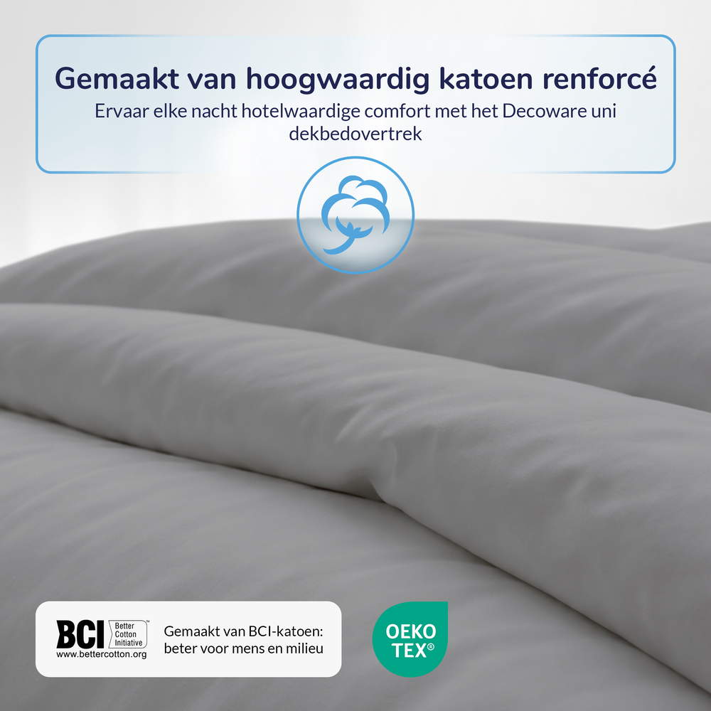 Decoware baby dekbedovertrek uni - grijs - katoen - 100x135 + 40x60 cm
