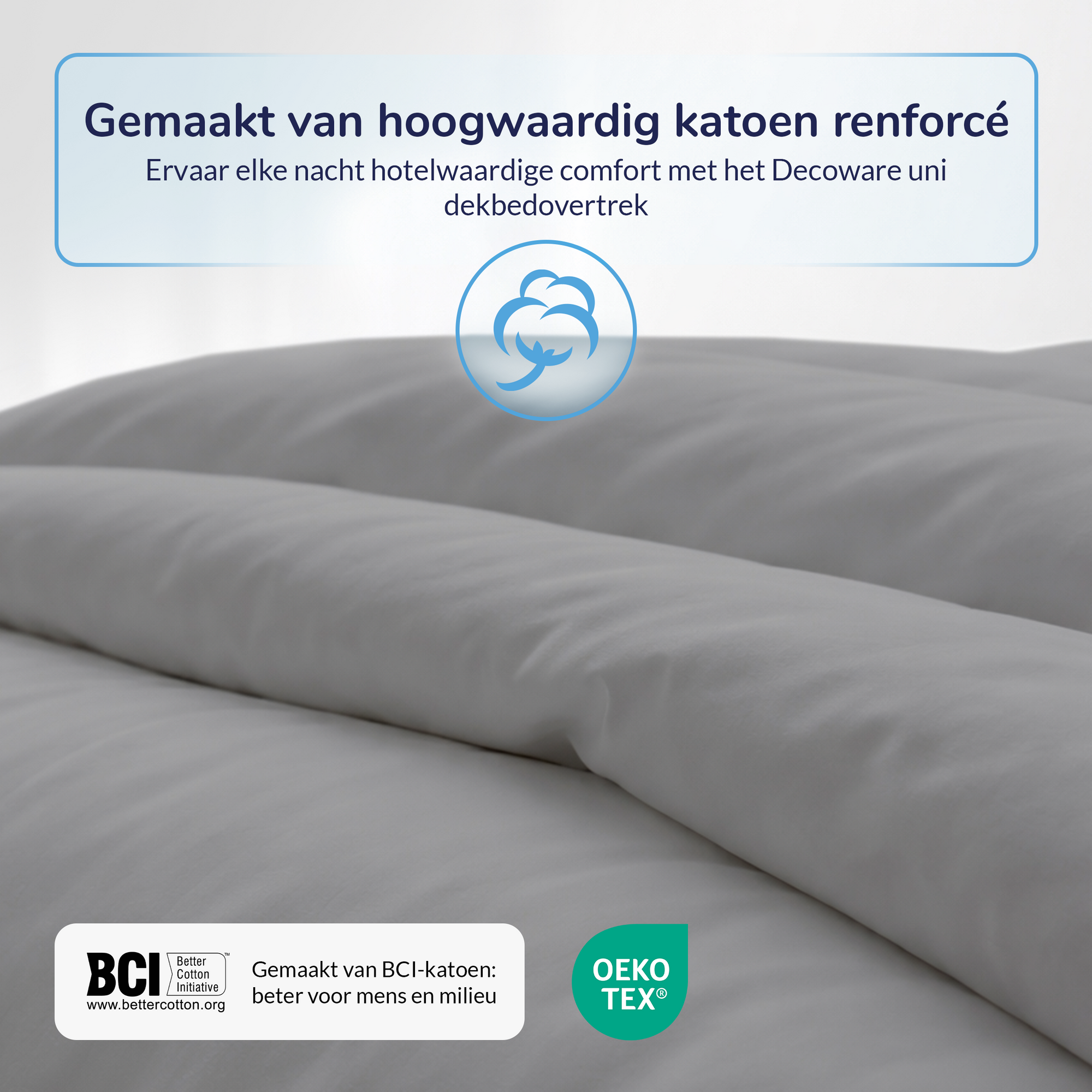 Decoware baby dekbedovertrek uni - Katoen - Grijs - 100x135 + 40x60 cm