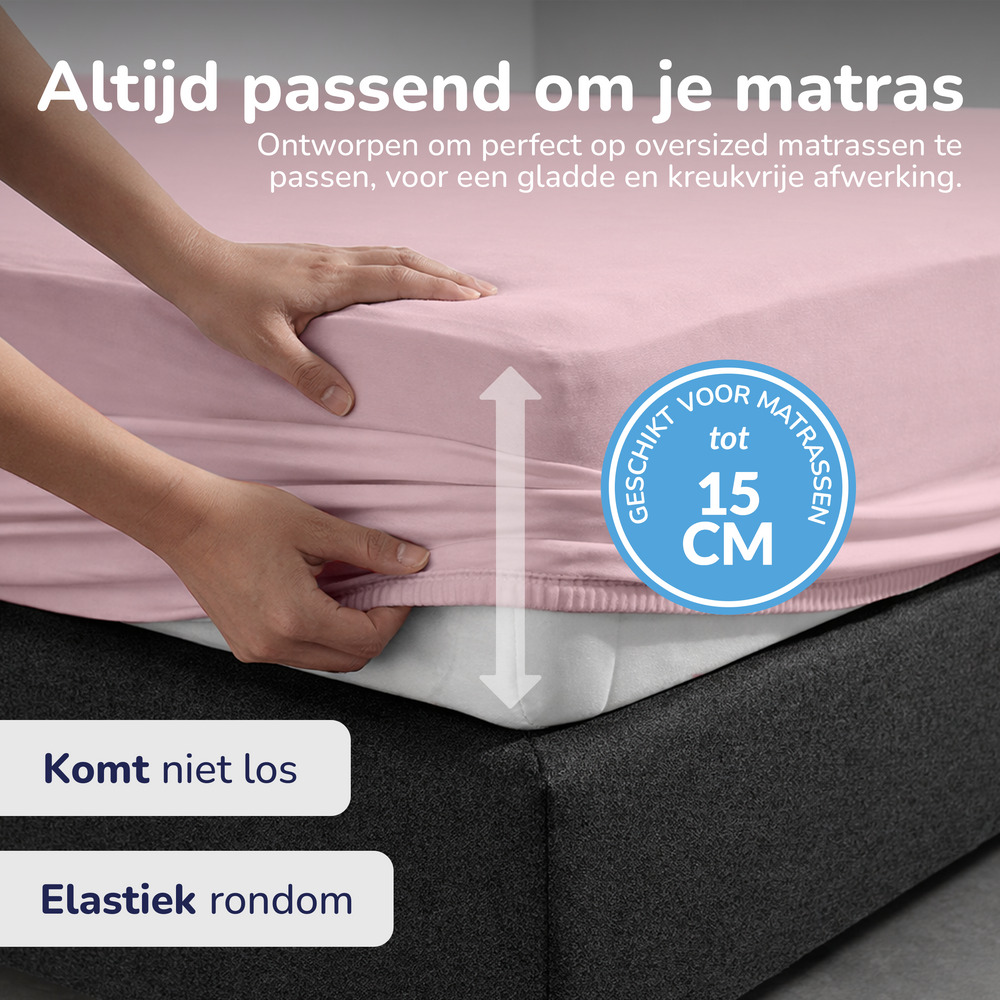 Decoware peuter hoeslaken - katoen - roze - 70x150 cm