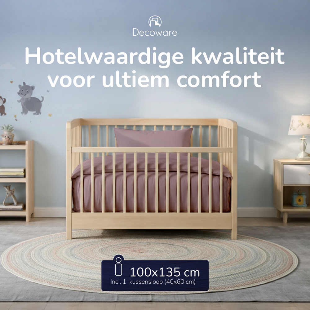 Decoware dekbedovertrek uni - roze - katoen - ledikant