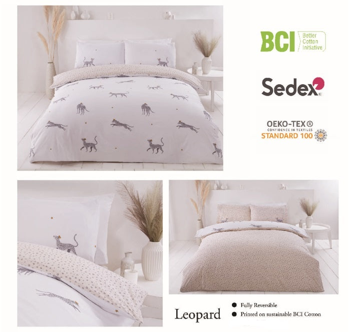 Polykatoen dekbedovertrek Leopard - Lits-jumeaux (230x220 + 2st 50x75cm)