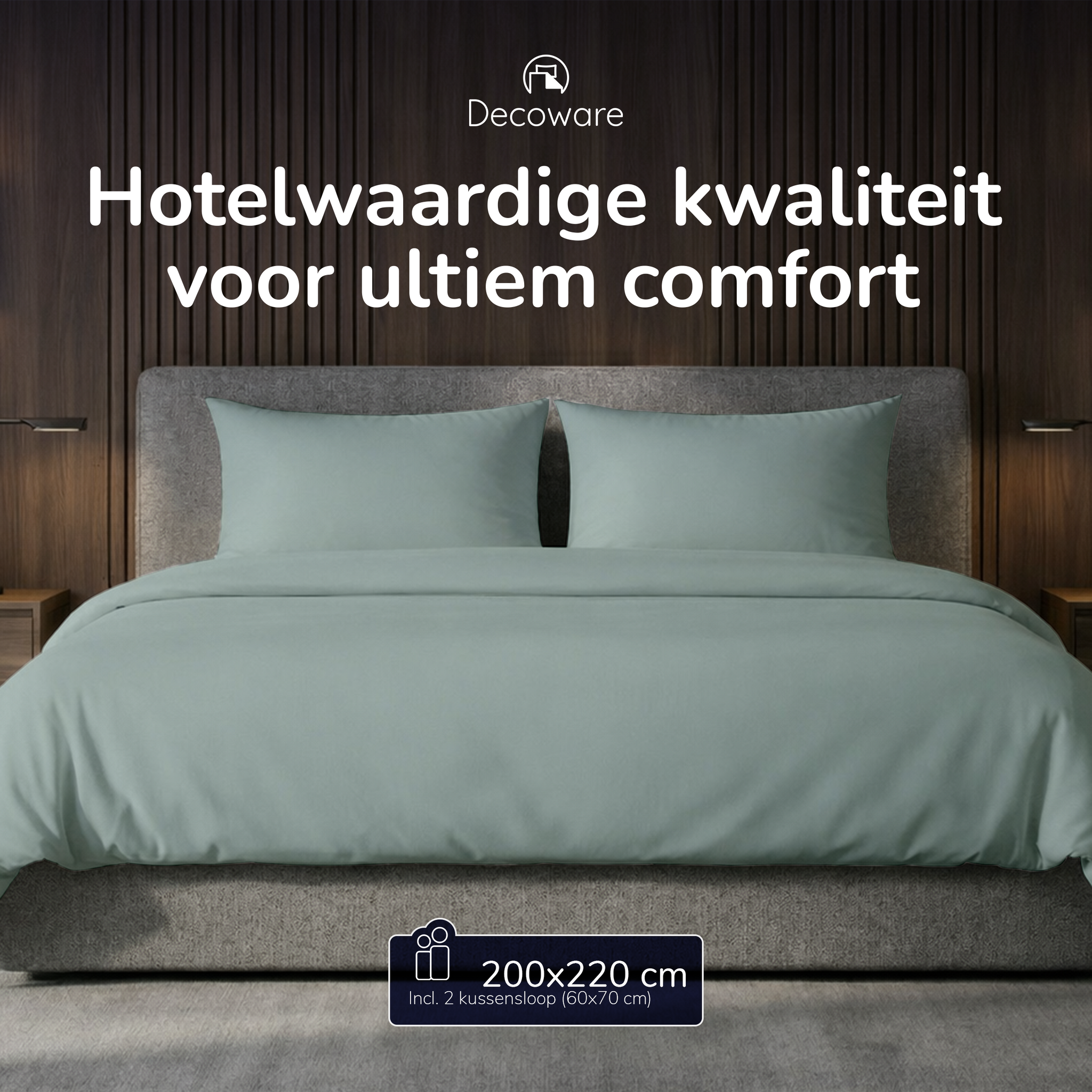 Decoware dekbedovertrek uni - Groen - Katoen