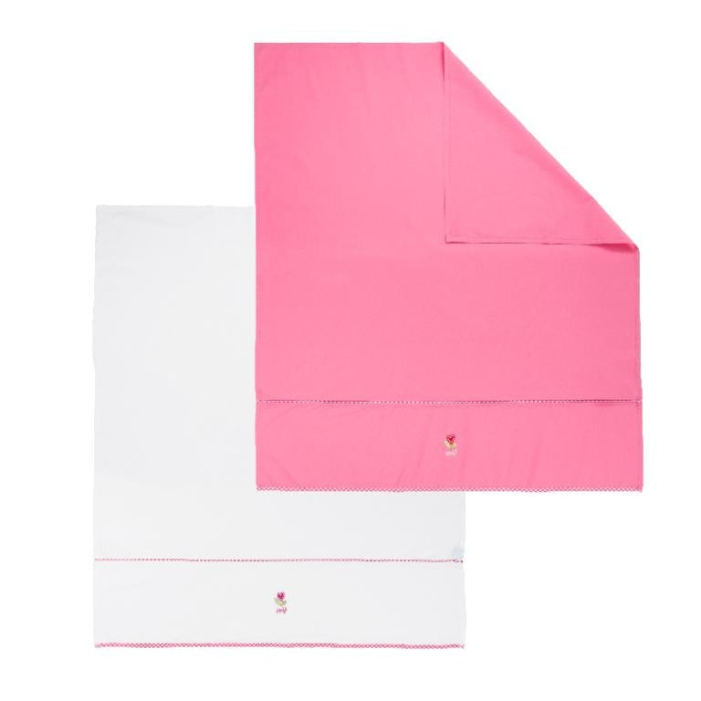 Kinderlaken - Wiegje - 80x100 cm - Roze/Wit