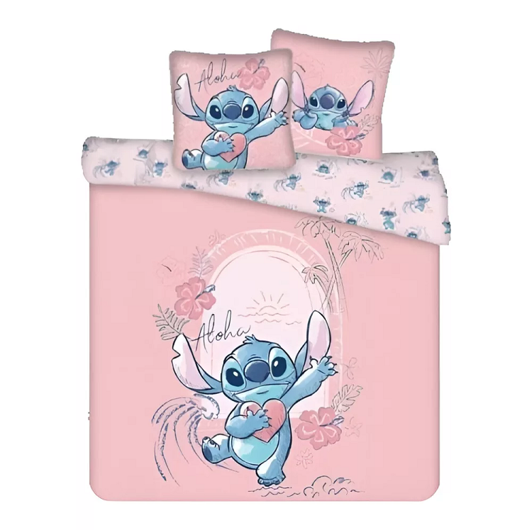 Lilo & Stitch dekbedovertrek Alohastitch - roze  - katoen - lits-jumeaux (240x220+ 2st. 65x65 cm)