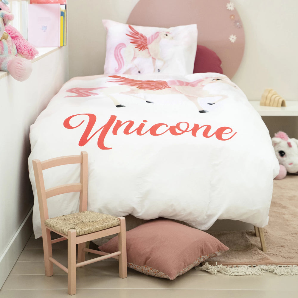 Kinderdekbedovertrek Unicorn roze - katoen
