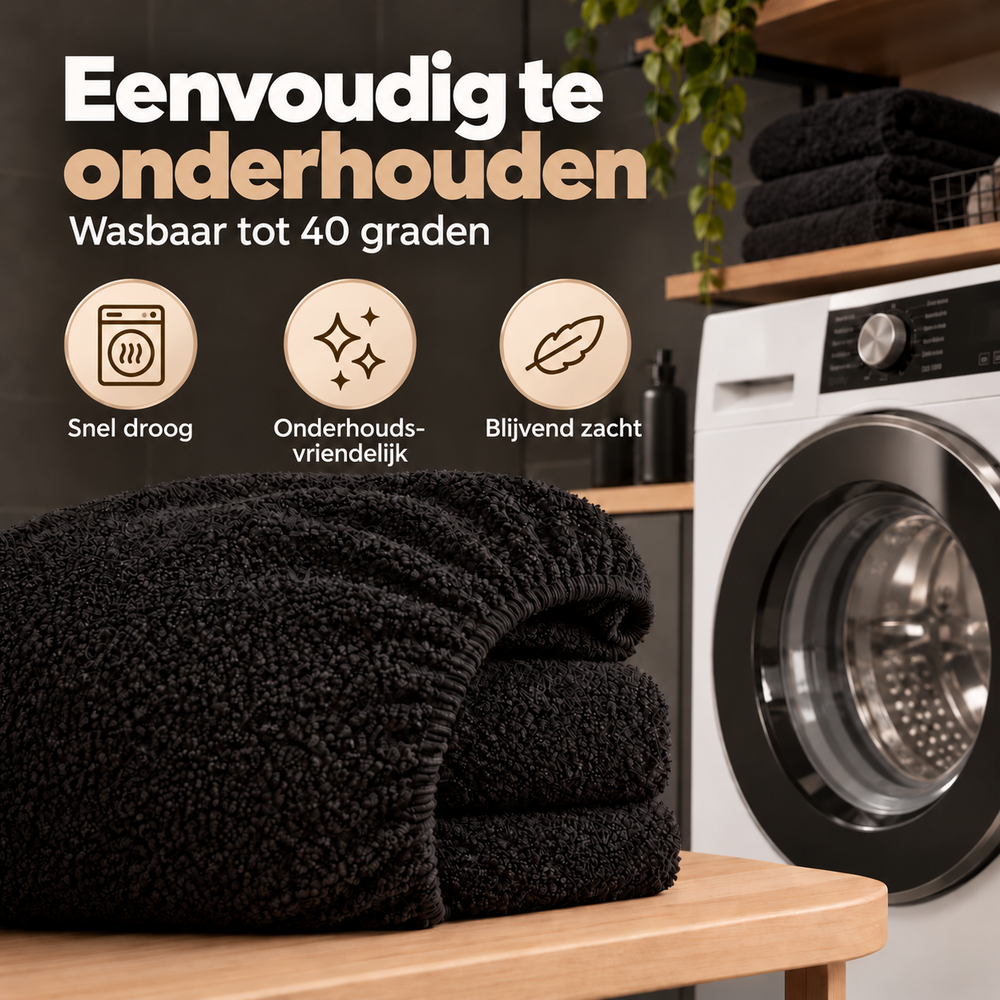 Teddy fleece hoeslaken - zwart