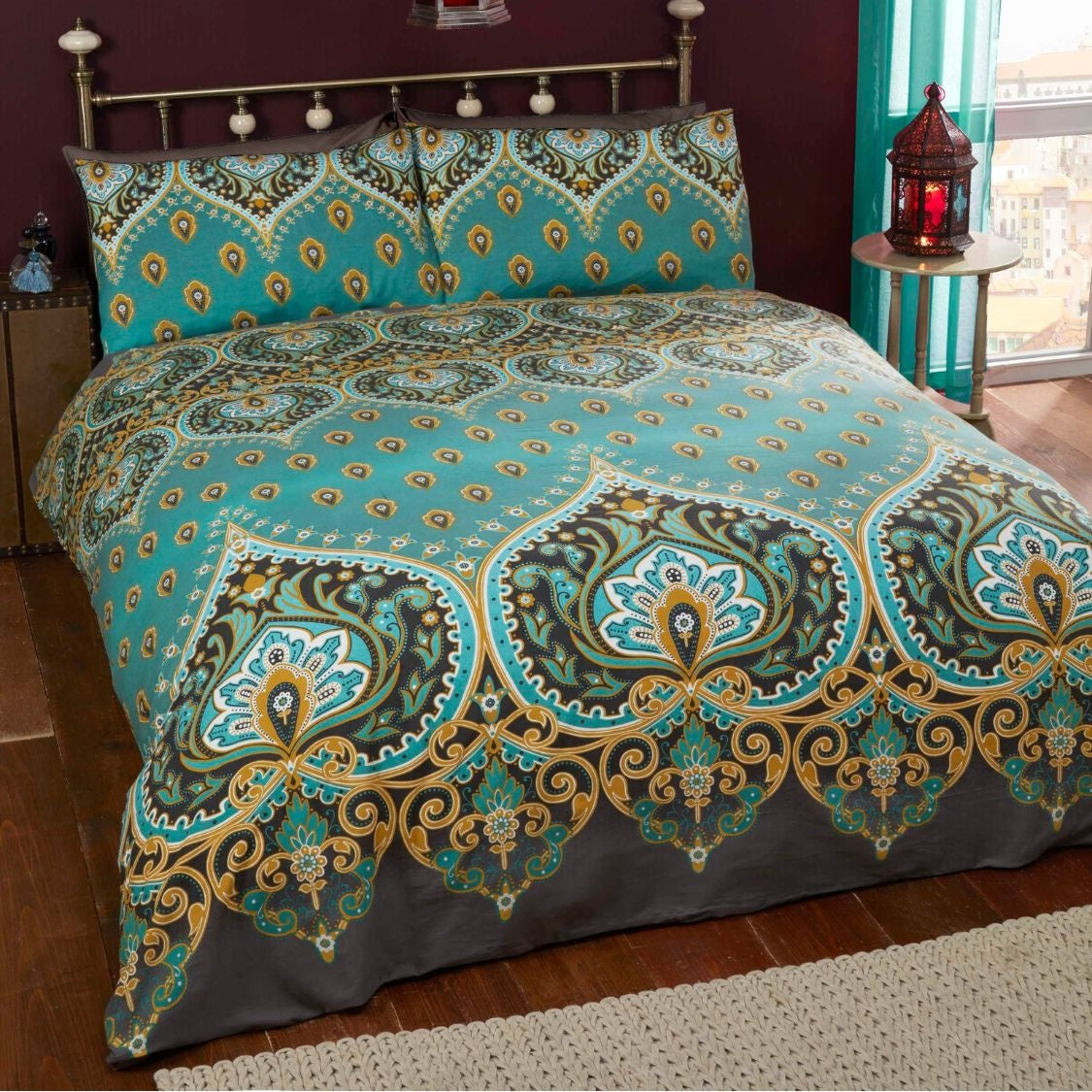Dekbedovertrek Asha emerald - Polykatoen - Lits-jumeaux (230x220 + 2st 50x75cm)