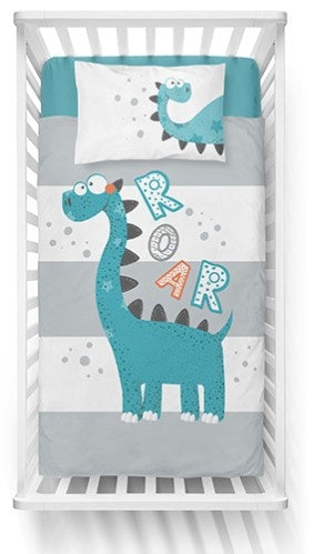 Mayamoo ledikant dekbedovertrek Dinosaurs Roar - bamboe/katoen - 90x120 + 40x60 cm