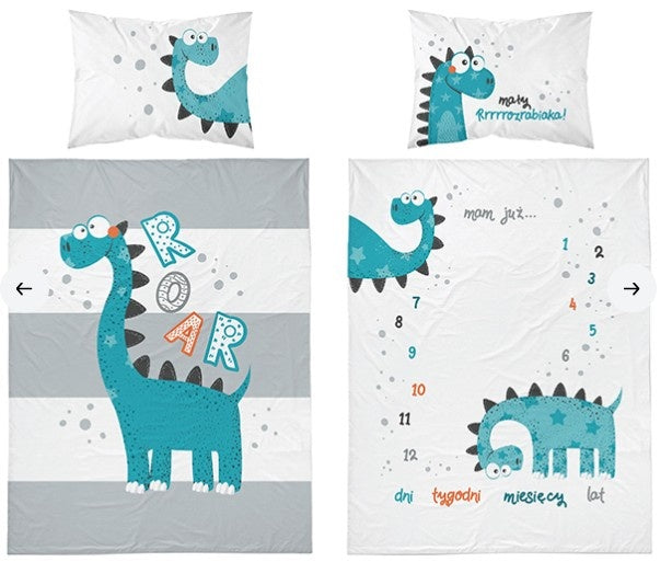 Mayamoo ledikant dekbedovertrek Dinosaurs Roar - bamboe/katoen - 90x120 + 40x60 cm