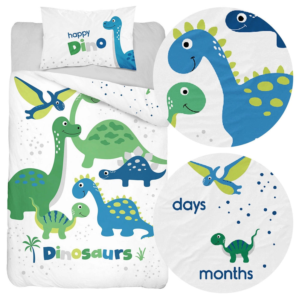 Mayamoo ledikant dekbedovertrek Dinosaurs - bamboe/katoen - 90x120 + 40x60 cm