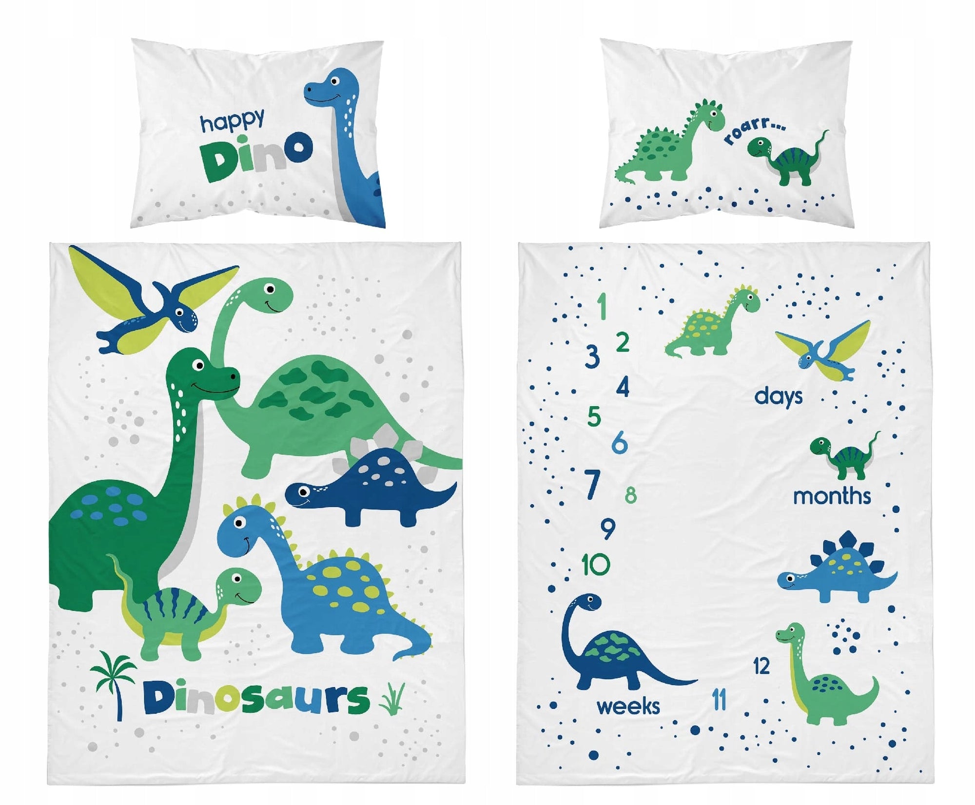 Ledikant dekbedovertrek Dinosaurs - bamboe/katoen - 90x120 + 40x60 cm