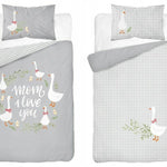 Ledikant dekbedovertrek Ganzen - Mom I love you - 100x135 cm + 40x60 cm