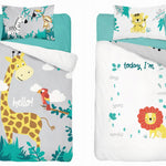 Ledikant dekbedovertrek Jungle - Grijs - katoen - 90x120 + 40x60 cm