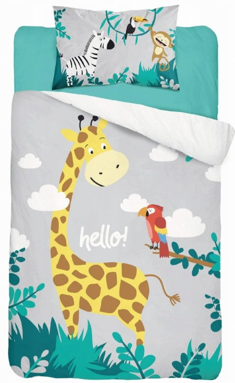 Ledikant dekbedovertrek Jungle - Grijs - katoen - 90x120 + 40x60 cm