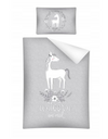 Mayamoo ledikant dekbedovertrek Unicorn - grijs - bamboe/katoen - 100x135 cm + 40x60 cm