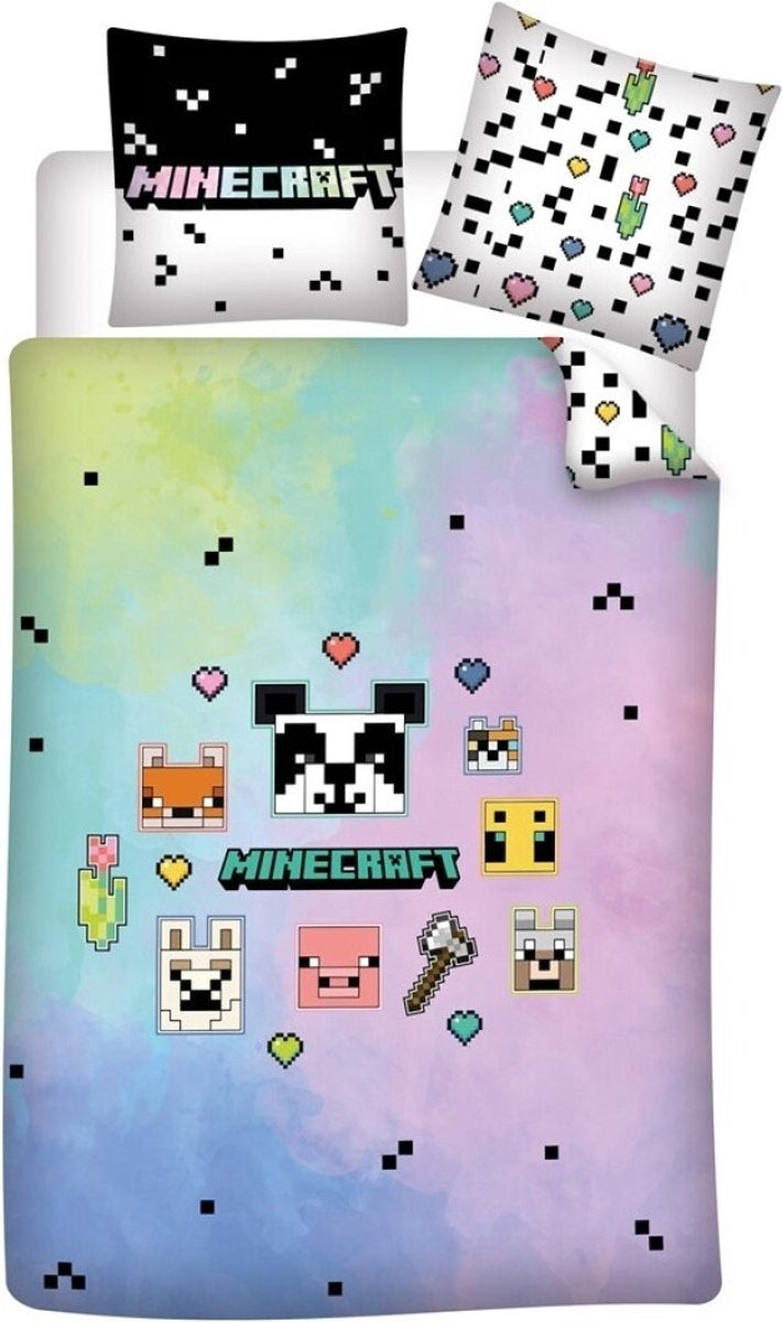 Minecraft dekbedovertrek multi - microvezel - 1-persoons (140x200 + 65x65 cm)
