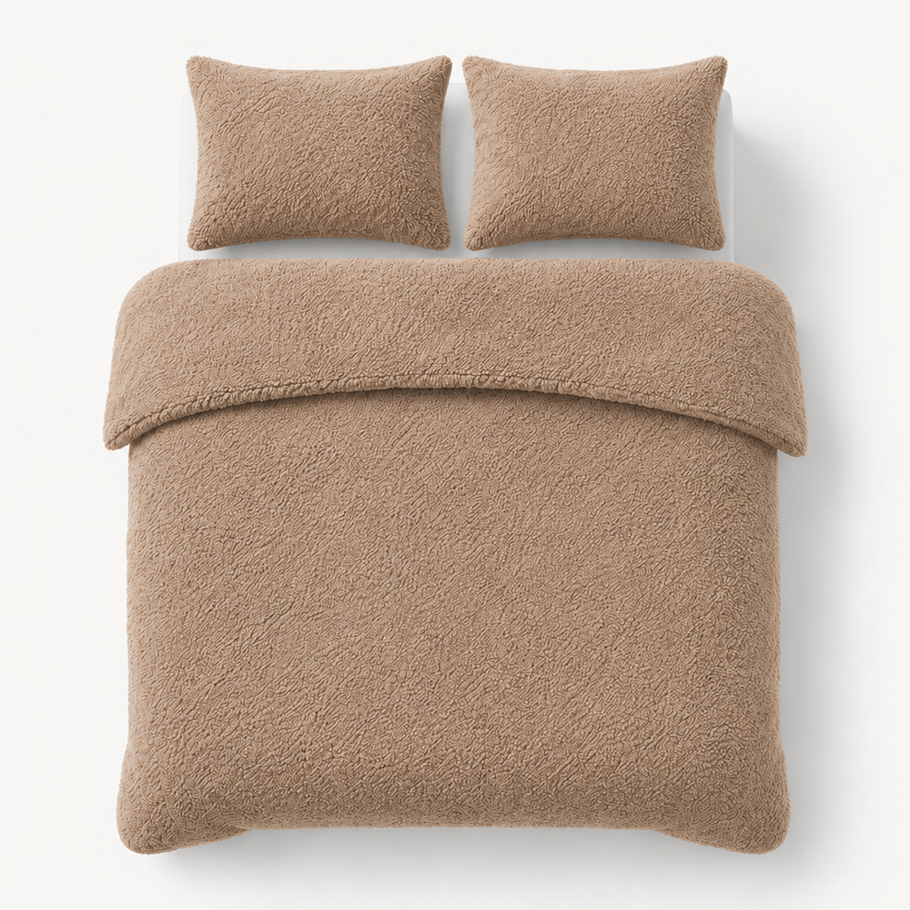 Teddy fleece dekbedovertrek - Taupe - Dubbelzijdig Teddy