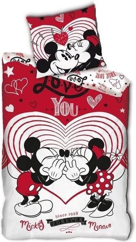 Mickey & Minnie Mouse dekbedovertrek Love You - microvezel - 1-persoons (140x200 + 65x65 cm)