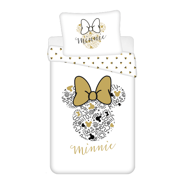 Minnie Mouse dekbedovertrek Gold - katoen - 1-persoons (140x200 + 70x90 cm)