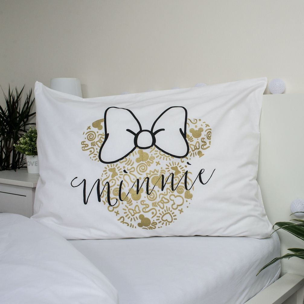 Minnie Mouse dekbedovertrek Gold - katoen - 1-persoons (140x200 + 70x90 cm)