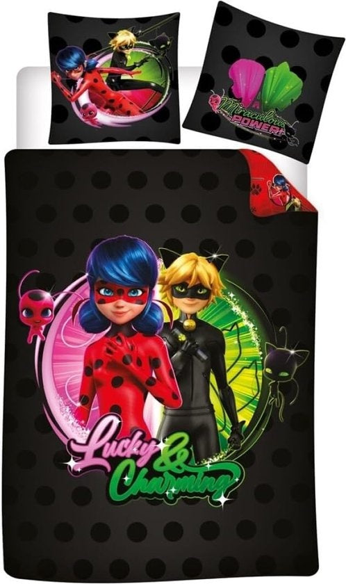 Miraculous ladybug dekbedovertrek Ladybug & Black - polykatoen - 1-persoons (140x200 + 63x63 cm)